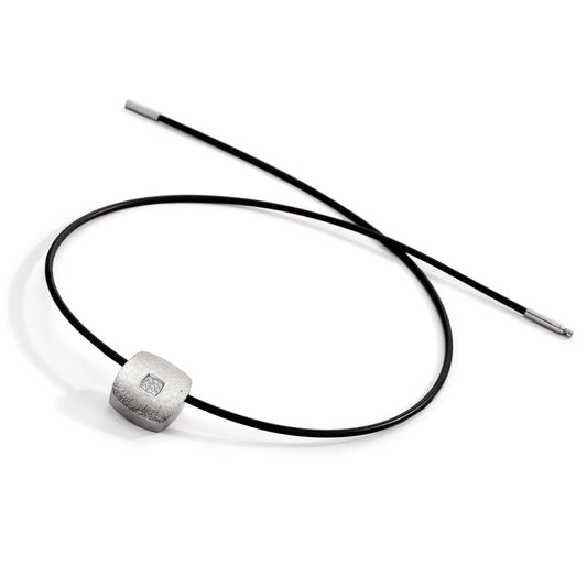 Collier Rustfrit stål, Gummi Diamant 0.072 ct, 9 Sten , tw-si 45 cm Ø2 mm