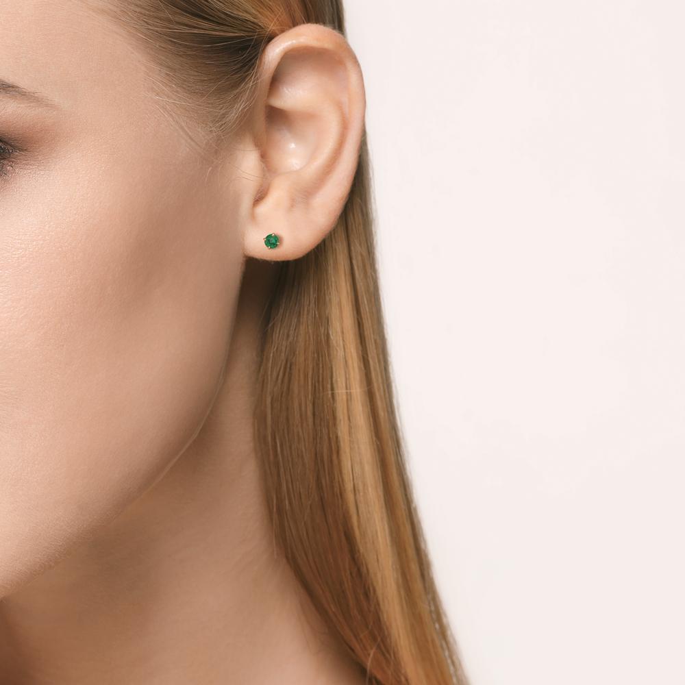 Ørestikker 750/18K guld Smaragd 2 Sten Ø3.5 mm