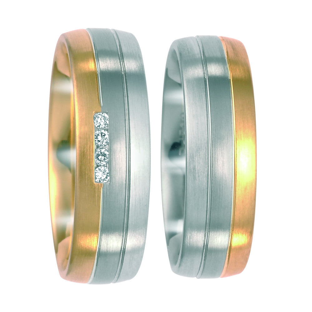 Ringe 500 palladium, 750/18K guld, 750/18K hvidguld Diamant 0.04 ct, 4 Sten , w-si