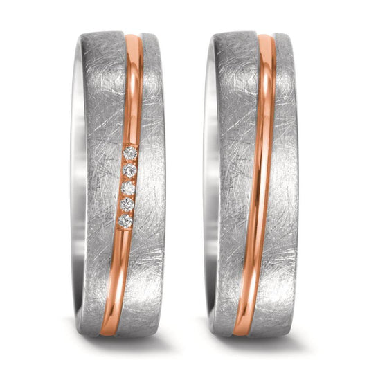 Partnerringe 750/18K hvidguld, 750/18K rødguld