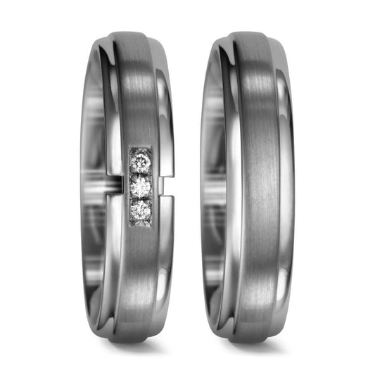 Partnerringe 950 palladium Diamant 0.03 ct, 3 Sten , tw-si