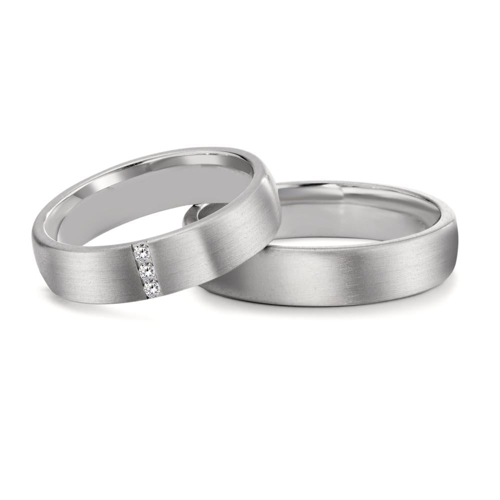 Partnerringe 750/18K hvidguld Diamant 0.03 ct, 3 Sten , tw-vsi