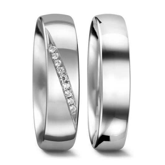 Partnerringe 750/18K hvidguld Diamant 0.045 ct, 9 Sten , tw-vsi