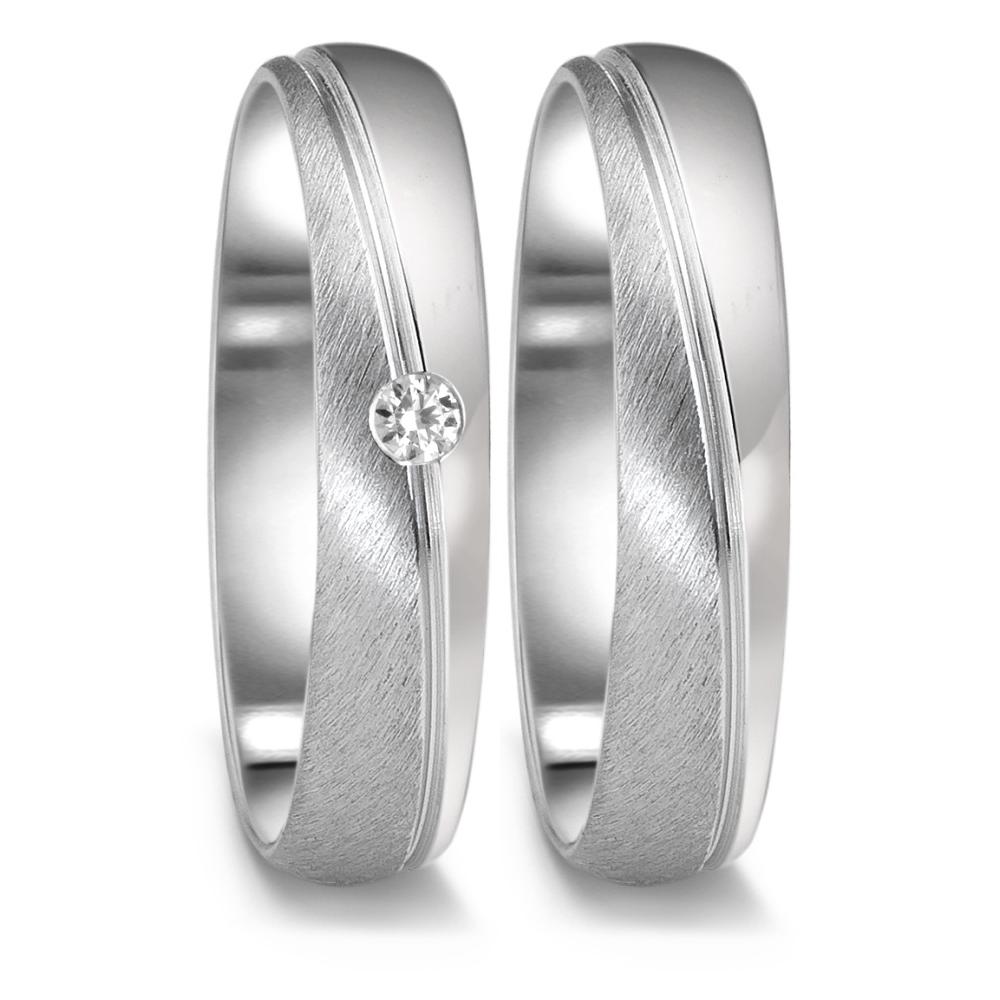 Partnerringe 750/18K hvidguld Diamant 0.04 ct, tw-vsi