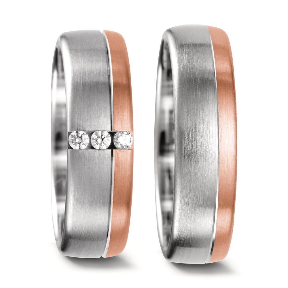 Partnerringe 750/18K hvidguld, 750/18K rødguld