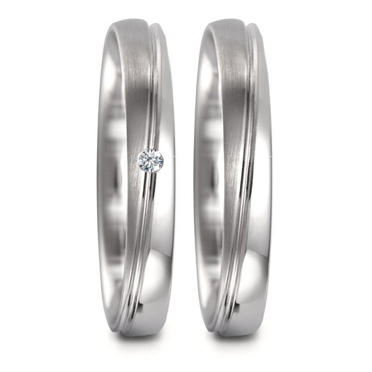 Partnerringe 750/18K hvidguld Diamant 0.02 ct, tw-vsi