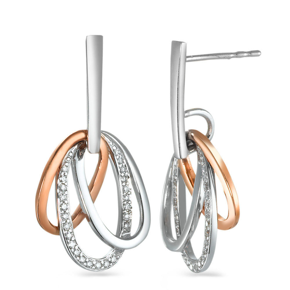 Øreringe 750/18K hvidguld, 750/18K rødguld Diamant 0.20 ct, 48 Sten , w-si