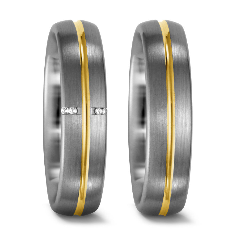 Ringe 950 palladium, 750/18K guld Diamant 0.02 ct, 4 Sten , tw-vsi