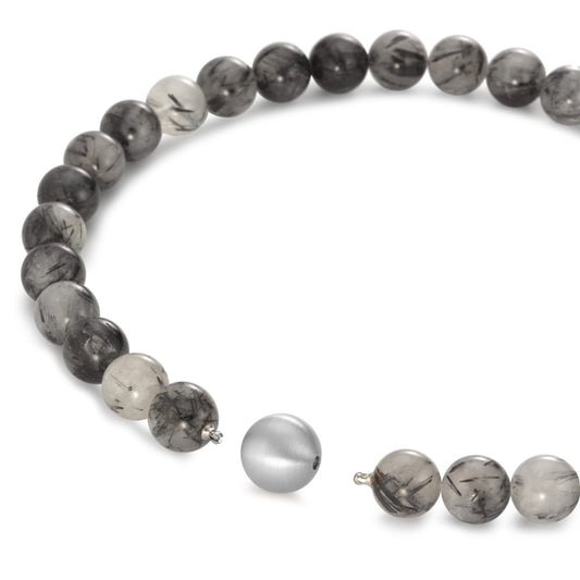 Collier Rustfrit stål Bjergkrystal fler farvet, 14 mm, Onyx 16 mm 45 cm Ø14 mm