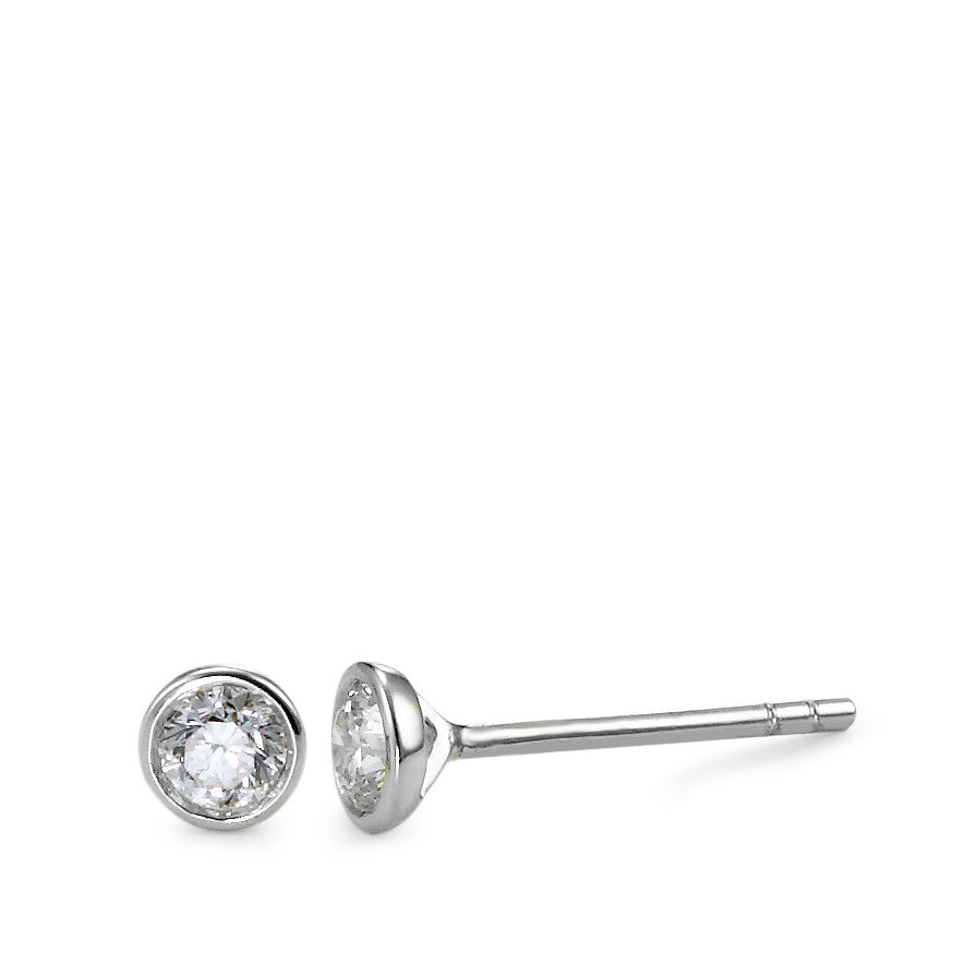 Ørestikker 750/18K hvidguld Diamant 0.25 ct, 2 Sten , w-si Ø4 mm