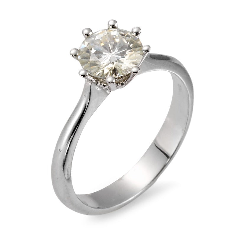 Solitaire ring 750/18K hvidguld Moissanite rhodineret Ø7 mm