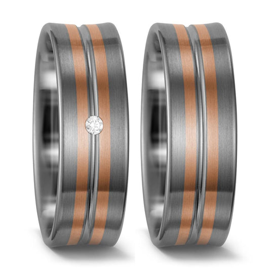 Partnerringe 500 palladium, 585/14 K rødguld