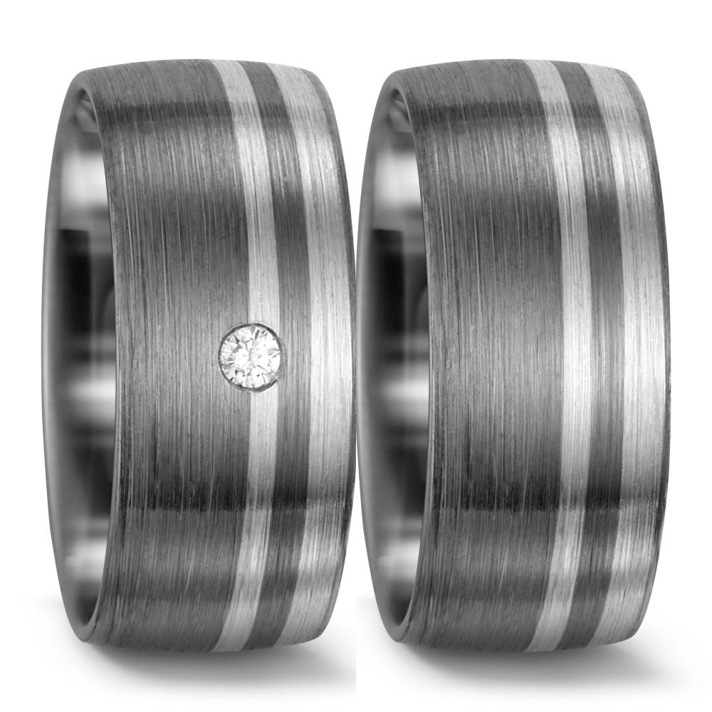 Partnerringe 375/9K hvidguld, 500 palladium