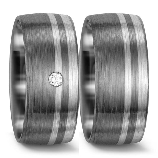 Partnerringe 375/9K hvidguld, 500 palladium