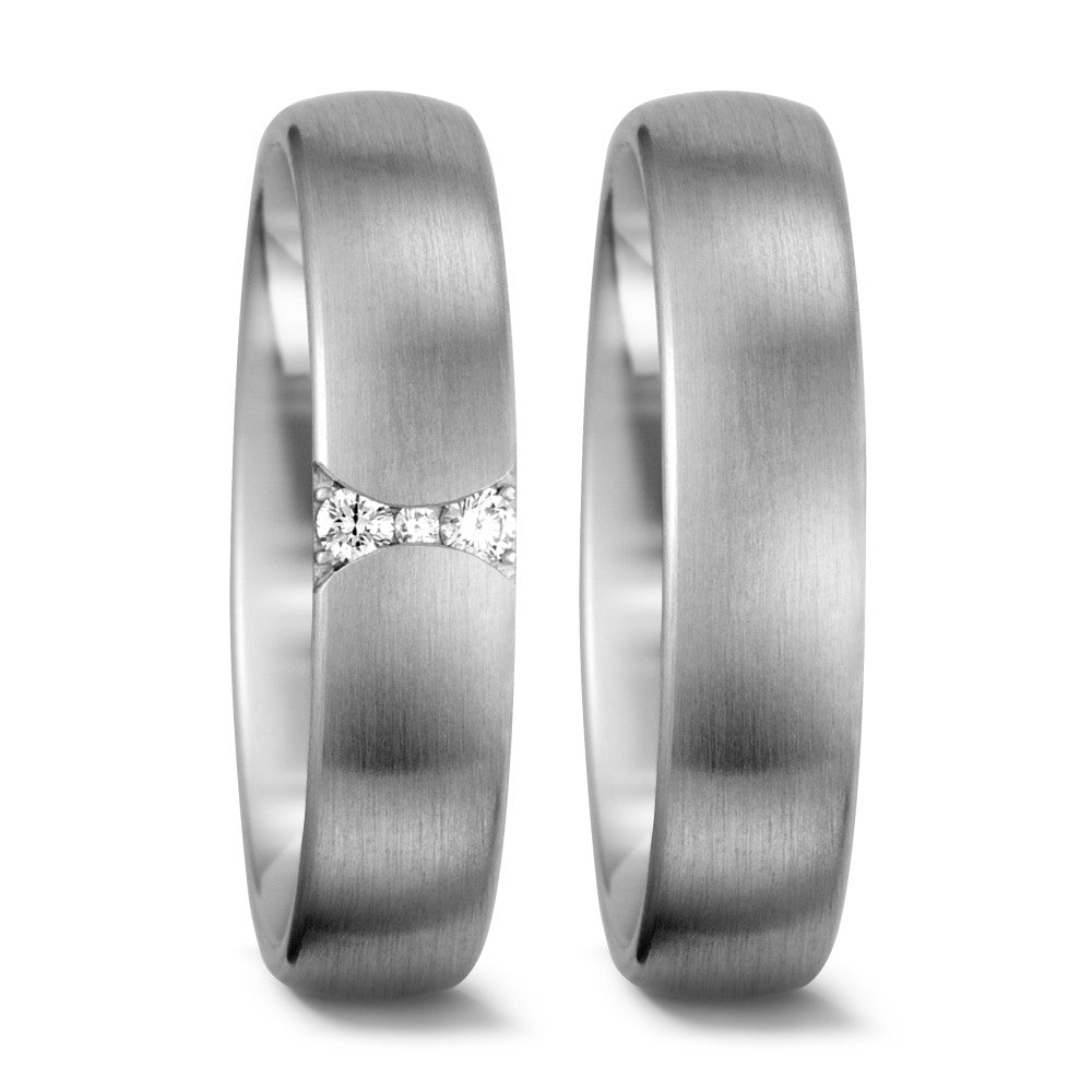 Partnerringe 750/18K hvidguld Diamant hvid , 0.055 ct, 3 Sten , tw-vsi