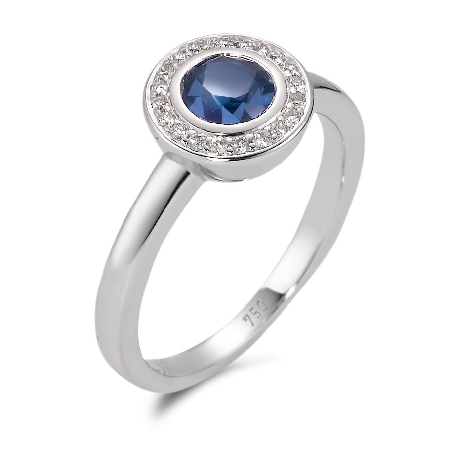 Ringe 750/18K hvidguld Safir blå, Diamant hvid , 20 Sten , w-si