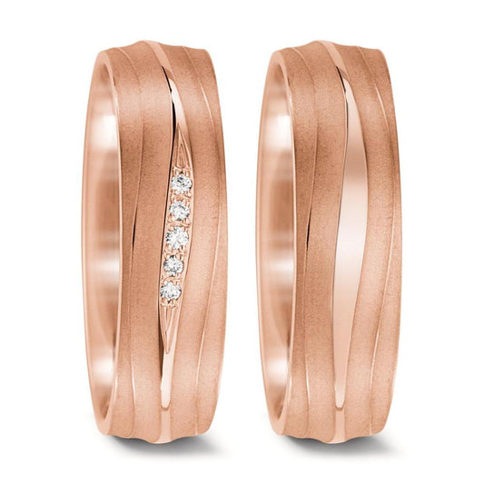 Partnerringe 750/18K roseguld Diamant 0.028 ct, 5 Sten , tw-vsi