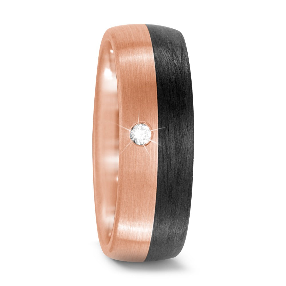 Ringe 750/18K rødguld, Kulstof Diamant 0.03 ct, w-si