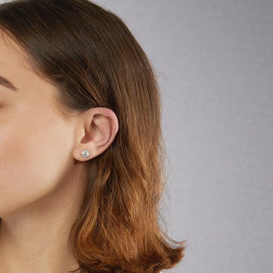 Ørestikker 750/18K hvidguld Diamant 0.39 ct, 34 Sten , w-si Ø7 mm