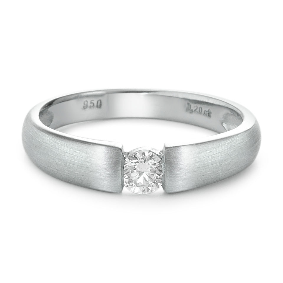 Solitaire ring 950 palladium Diamant 0.20 ct, w-si