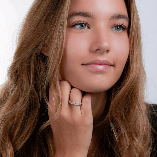 Ringe Sølv Zirconia rhodineret