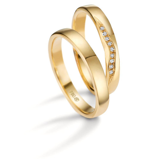 Partnerringe 750/18K guld Diamant 0.045 ct, 9 Sten , tw-vsi