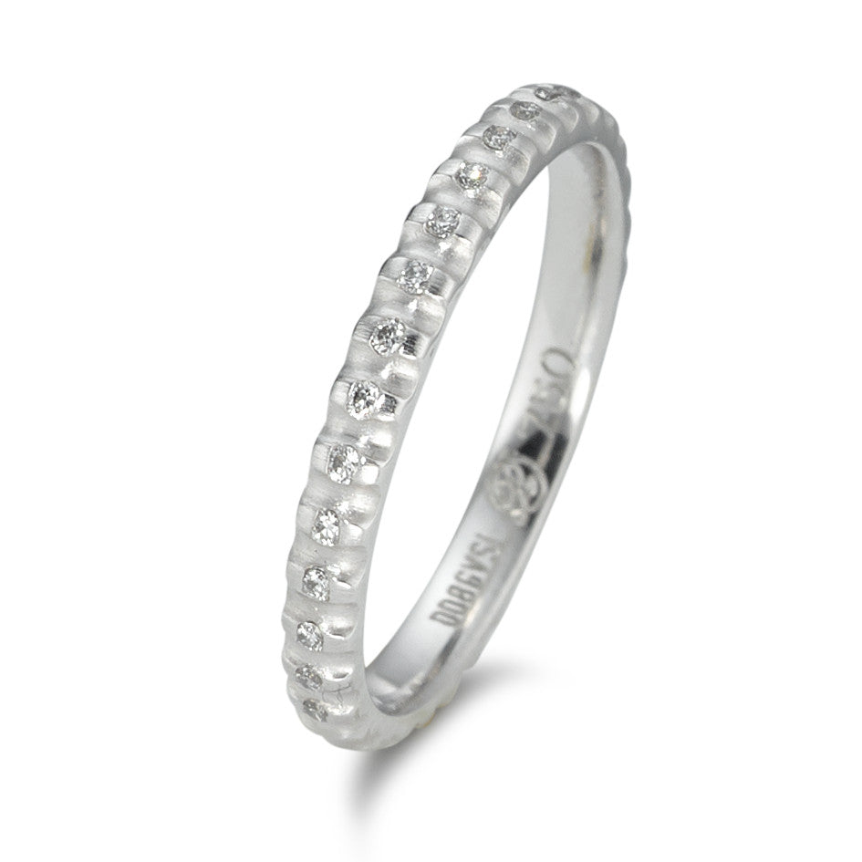 Memory ring 750/18K hvidguld Diamant 0.08 ct, 16 Sten , tw-vsi