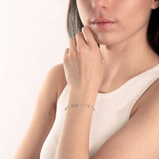 Armbånd Sølv Zirconia rhodineret 16-19 cm