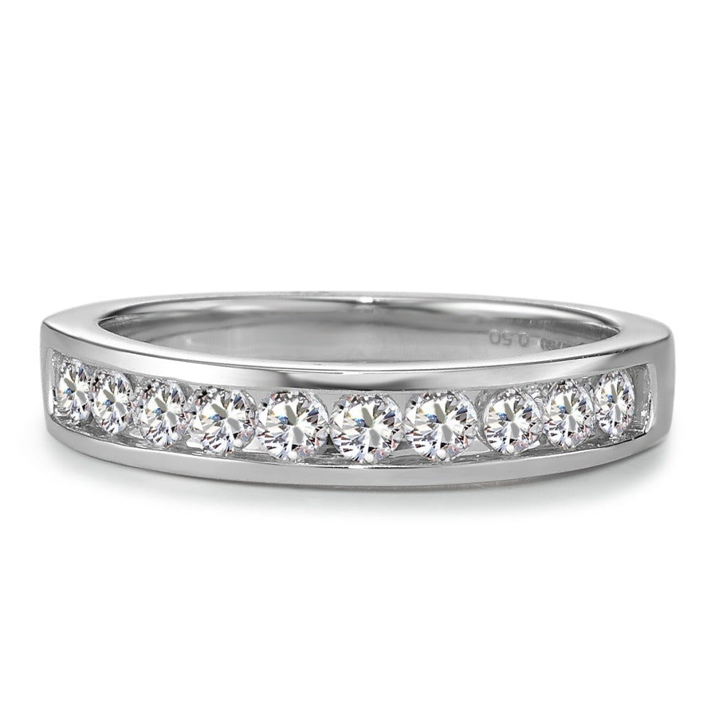 Memory ring 750/18K hvidguld Diamant 0.50 ct, 10 Sten , w-si