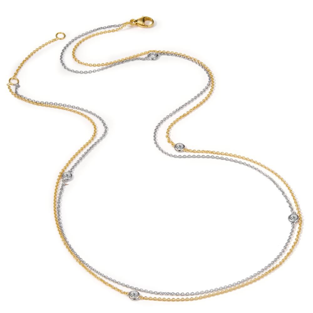 Collier 750/18K hvidguld, 750/18K guld Diamant 0.16 ct, 5 Sten , w-si 42-45 cm