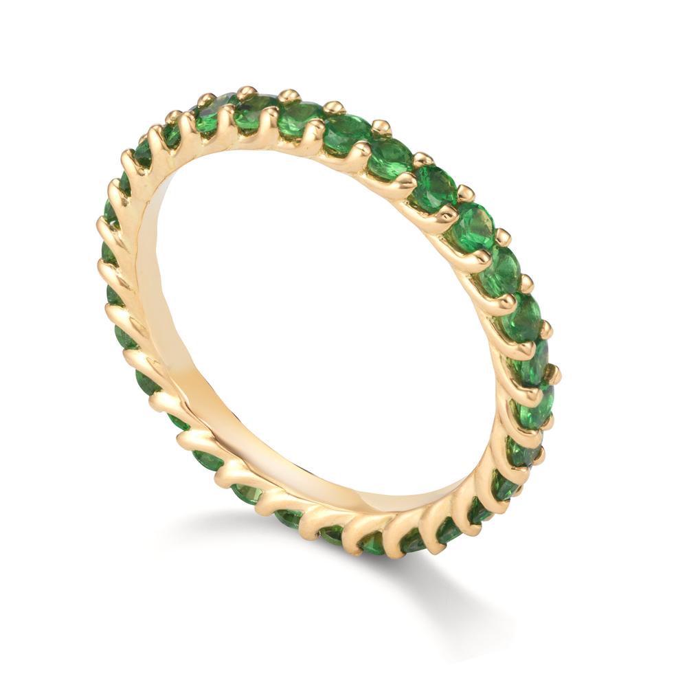 Memory ring 750/18K guld Granat grøn , 1.20 ct, 30 Sten