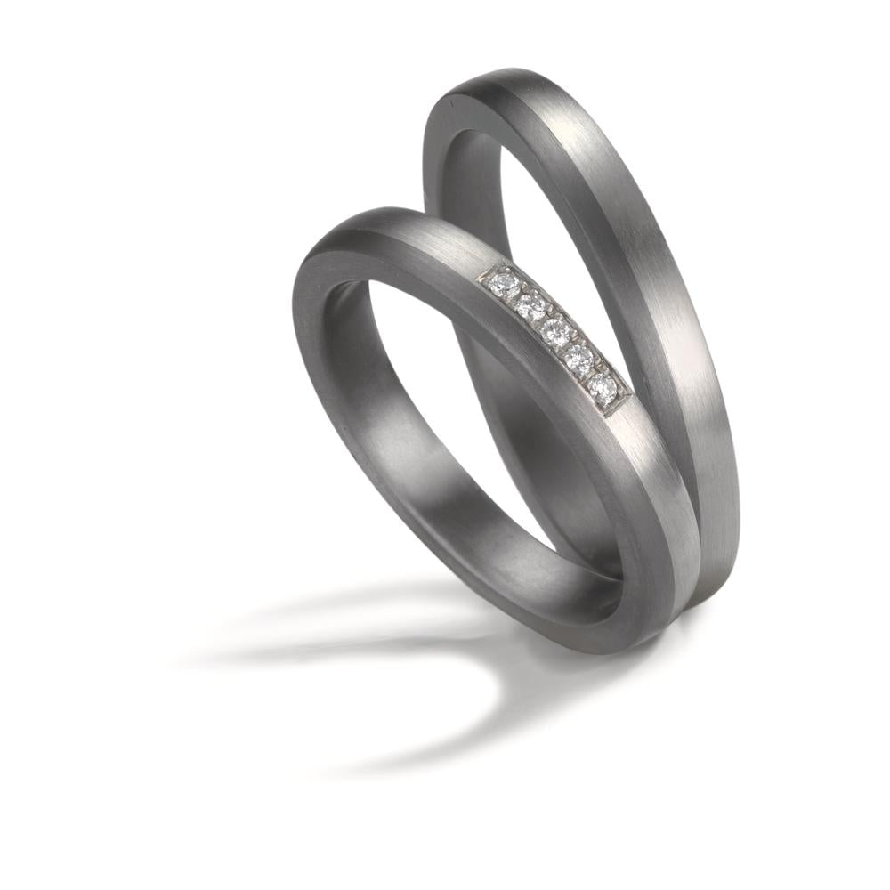 Partnerringe 999 tantal, 950 platin Diamant 0.035 ct, 5 Sten , w-si