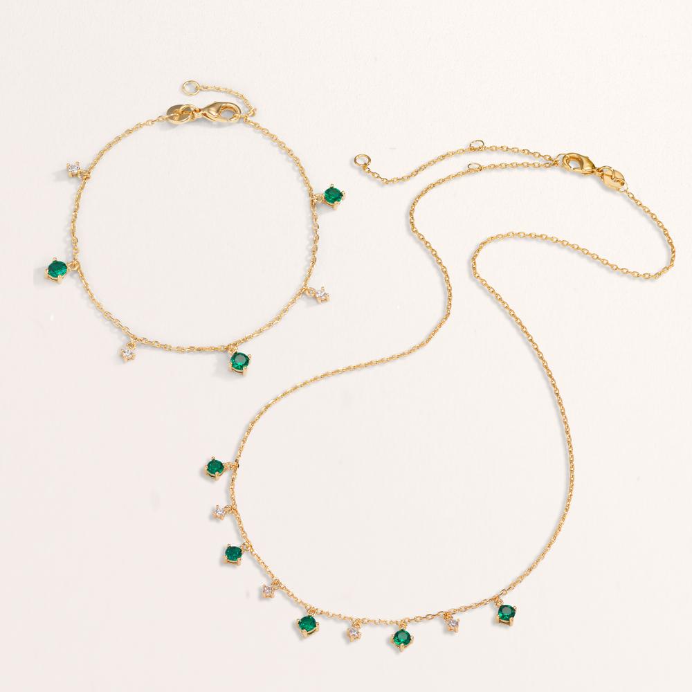 Armbånd Bronze Zirconia grøn , 6 Sten forgyldt