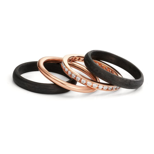 Ring sæt 750/18K rødguld, Kulstof Diamant 0.50 ct, w-si