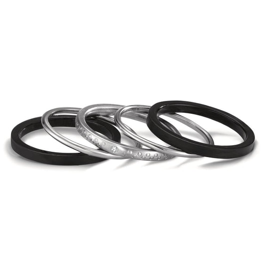 Ring sæt 750/18K hvidguld, Titanium Diamant 0.014 ct, w-si