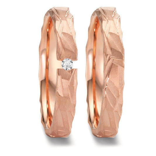 Partnerringe 750/18K rødguld Diamant 0.05 ct, w-si