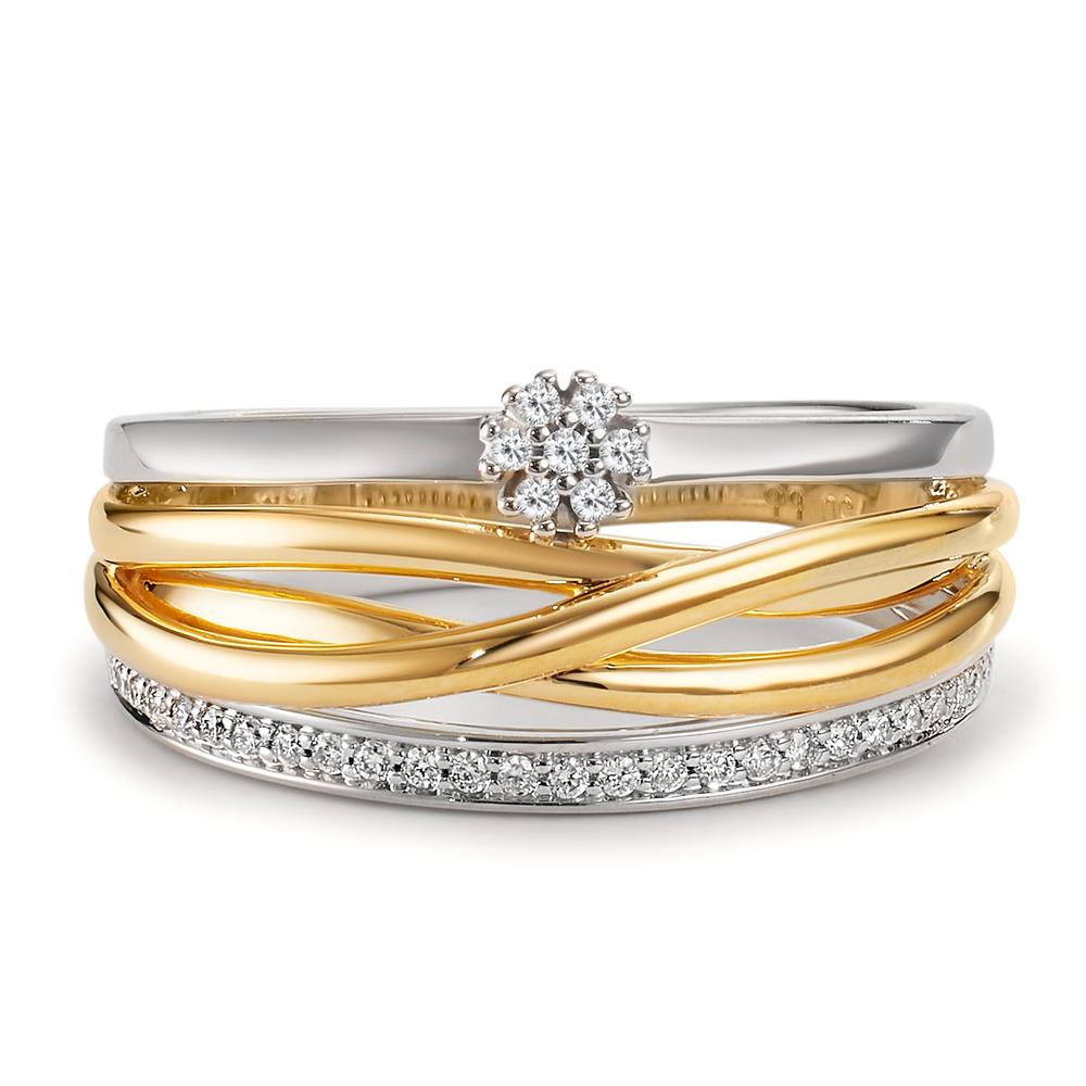Ringe 750/18K guld, 750/18K hvidguld Diamant 0.13 ct, w-si