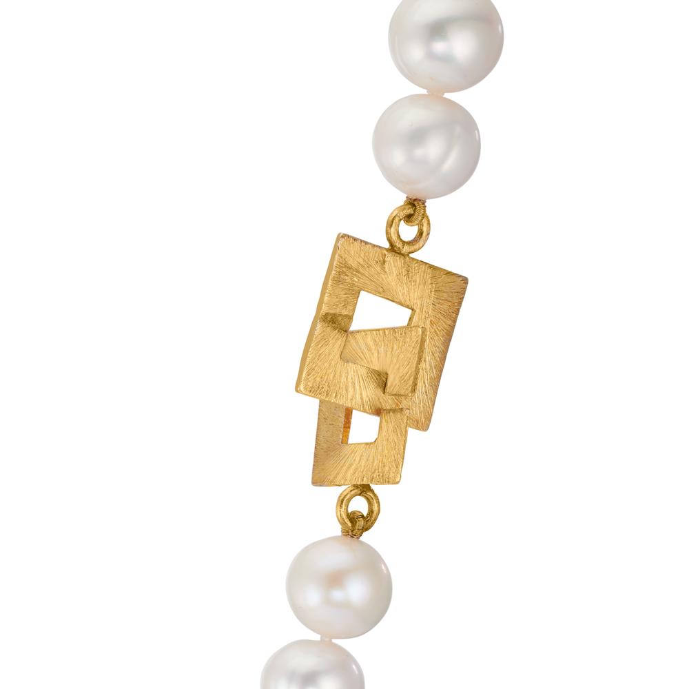 Collier Sølv gul forgyldt Ferskvands kulturperle 11-11.5 mm 50 cm