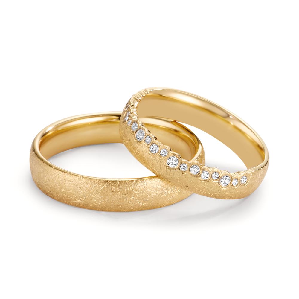 Partnerringe 750/18K guld Diamant 0.16 ct, 19 Sten , w-si