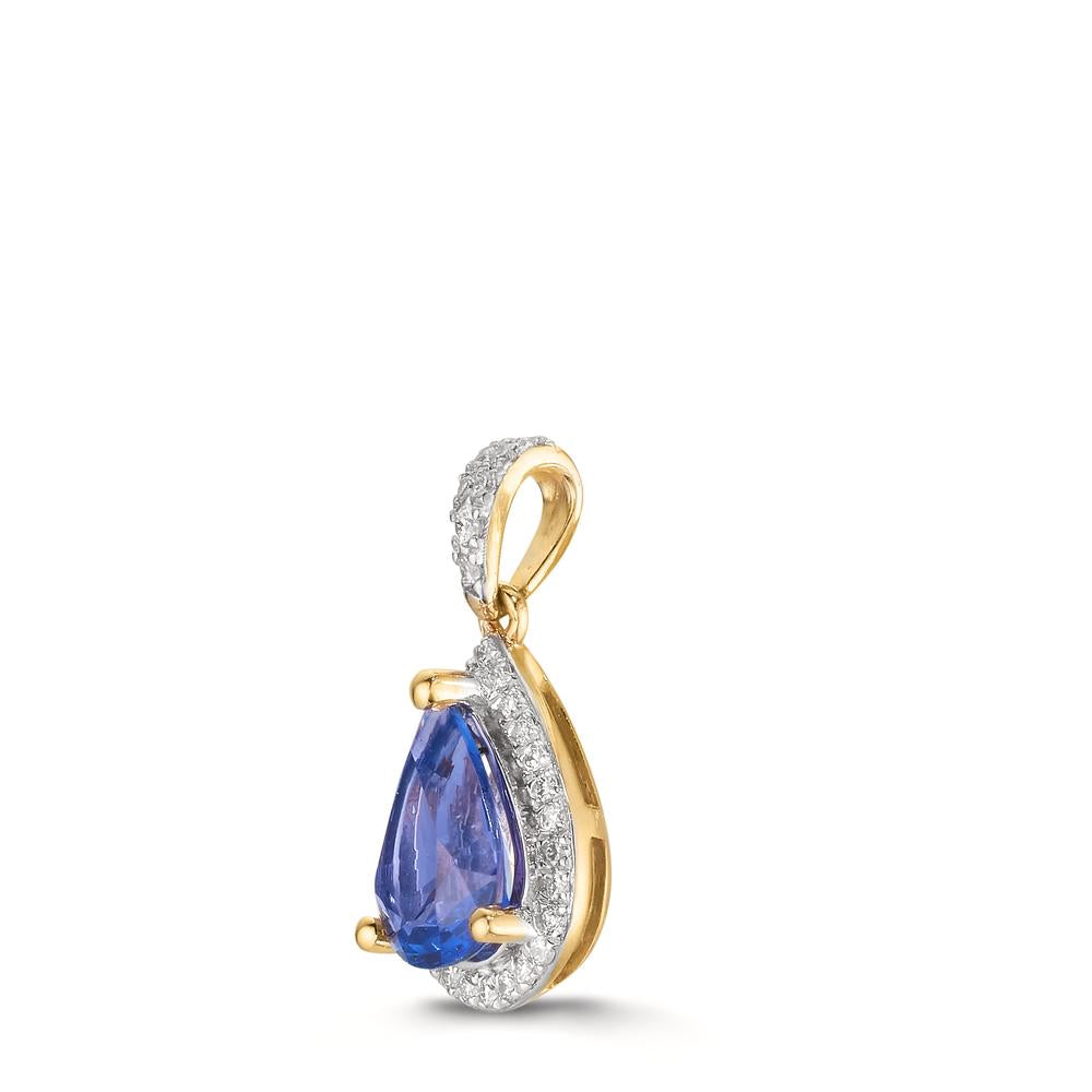 Vedhæng 750/18K guld Tanzanit 1.01 ct, Diamant 0.12 ct, w-si