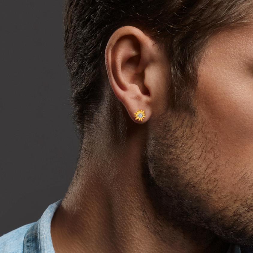 Ørestik 1 stk 750/18K guld tofarvet Edelweiss Ø7 mm