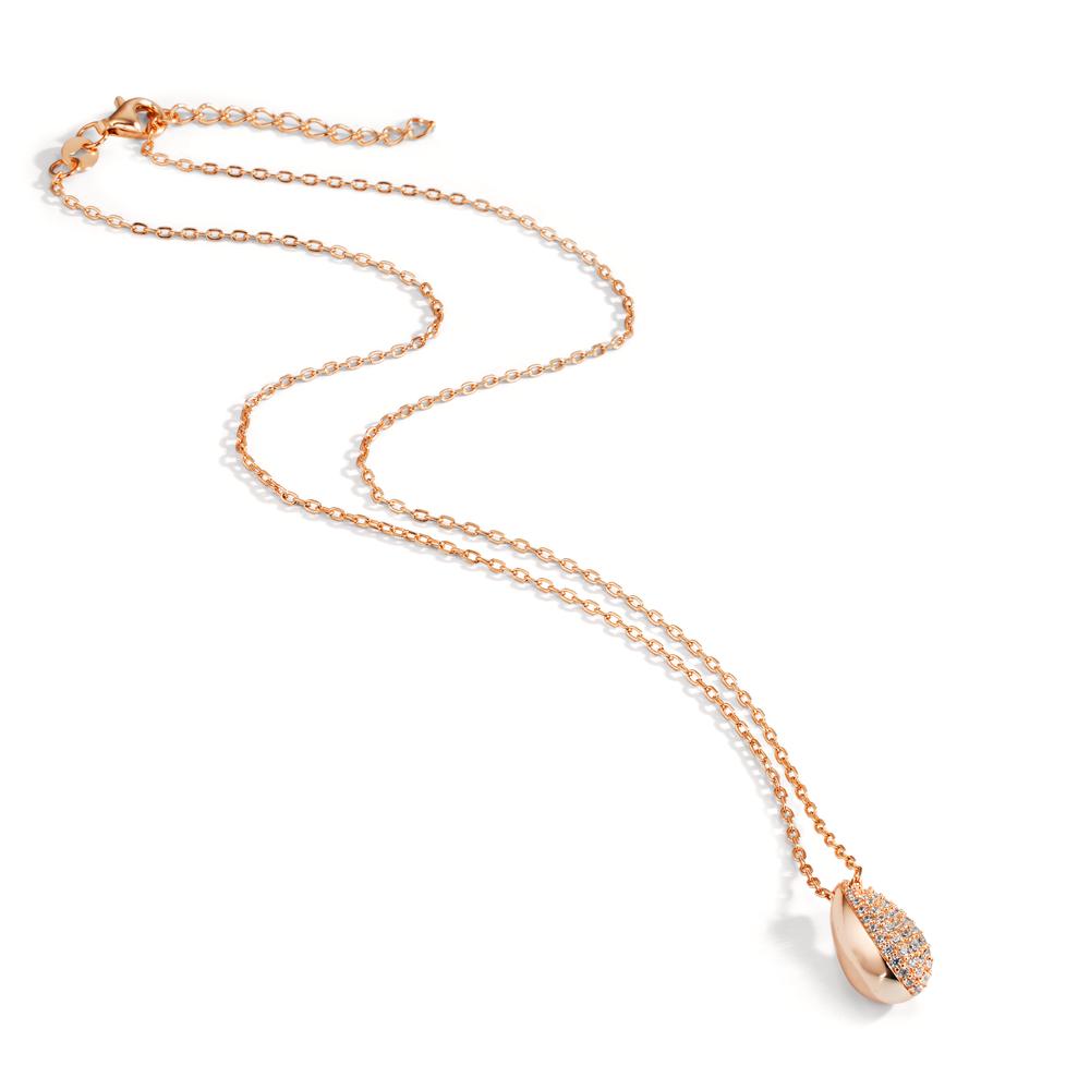 Collier Sølv Zirconia rose forgyldt 40-45 cm