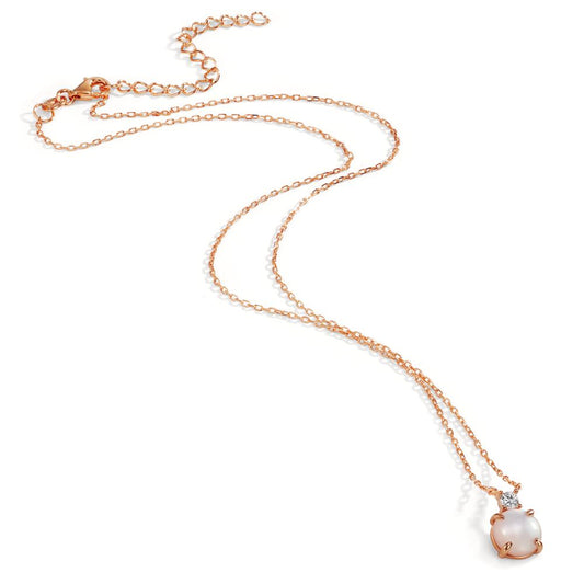 Collier Sølv Zirconia rose forgyldt Perlemor 40-45 cm