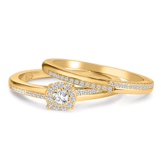 Ringe Sølv Zirconia forgyldt