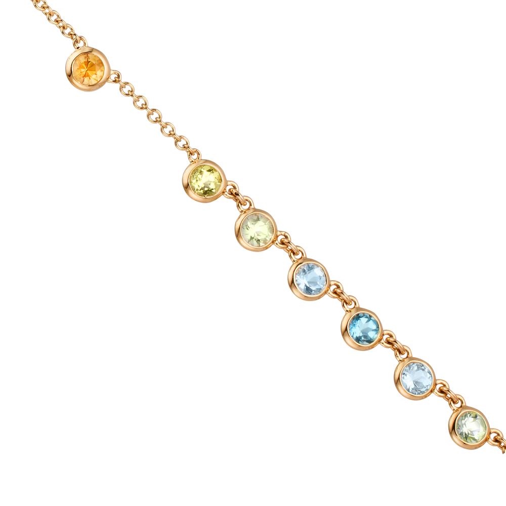 Collier 750/18K guld Citrin 0.20 ct, 2 Sten, Ametyst grøn , 0.30 ct, 4 Sten, Peridot 0.13 ct, 2 Sten, Topas 0.43 ct, 3 Sten, Kvarts 0.12 ct, 2 Sten 40-45 cm