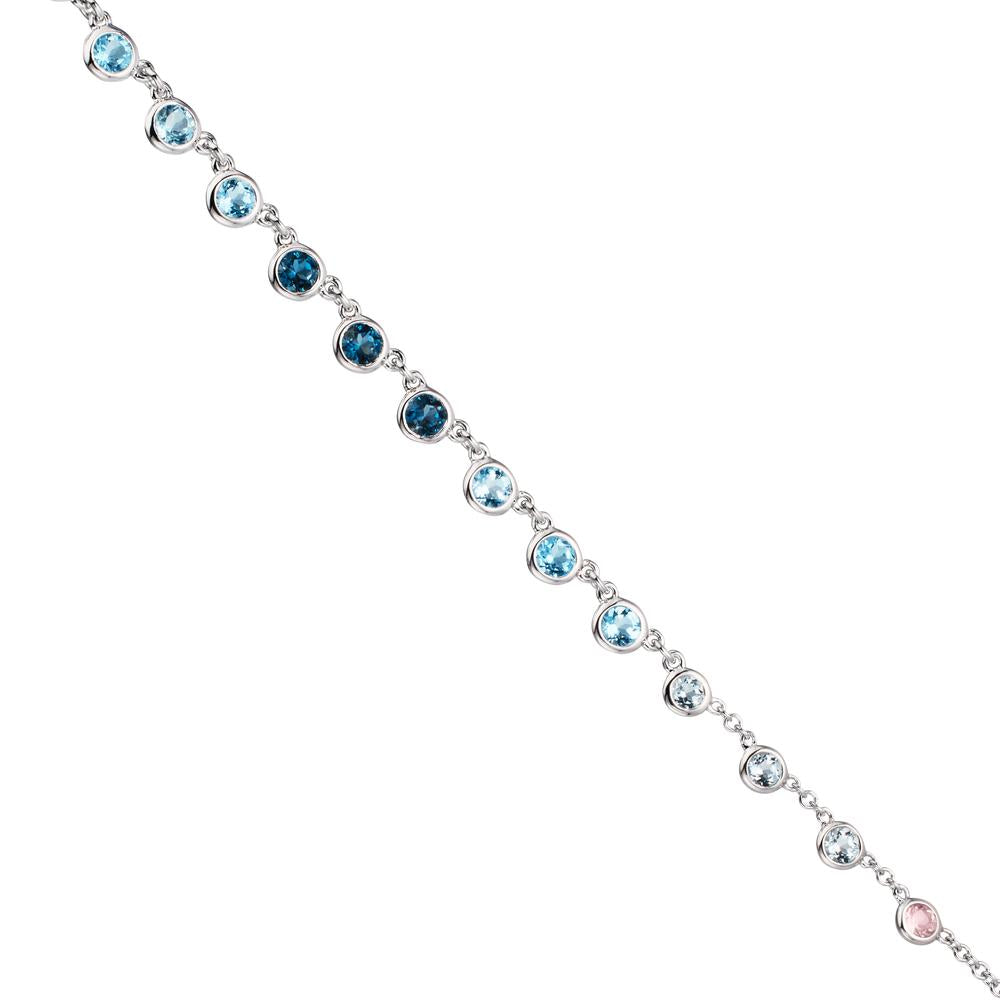 Collier 750/18K hvidguld Topas 1.31 ct, 12 Sten, London Blue Topaz 0.41 ct, 3 Sten, Kvarts 0.06 ct, 2 Sten, Rosenkvarts 0.19 ct, 4 Sten 40-45 cm