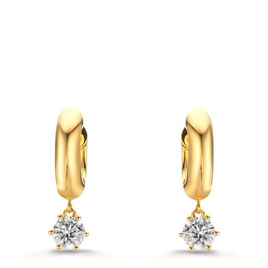 Click kreoler Sølv Zirconia 2 Sten , 5 mm gul forgyldt