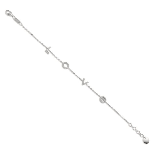 Armbånd Sølv Zirconia rhodineret 16-18 cm