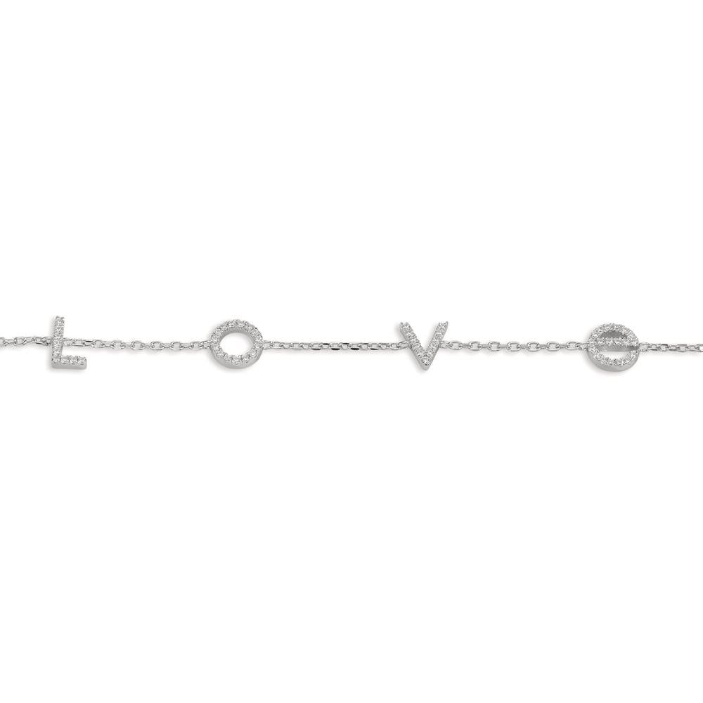 Armbånd Sølv Zirconia rhodineret 16-18 cm