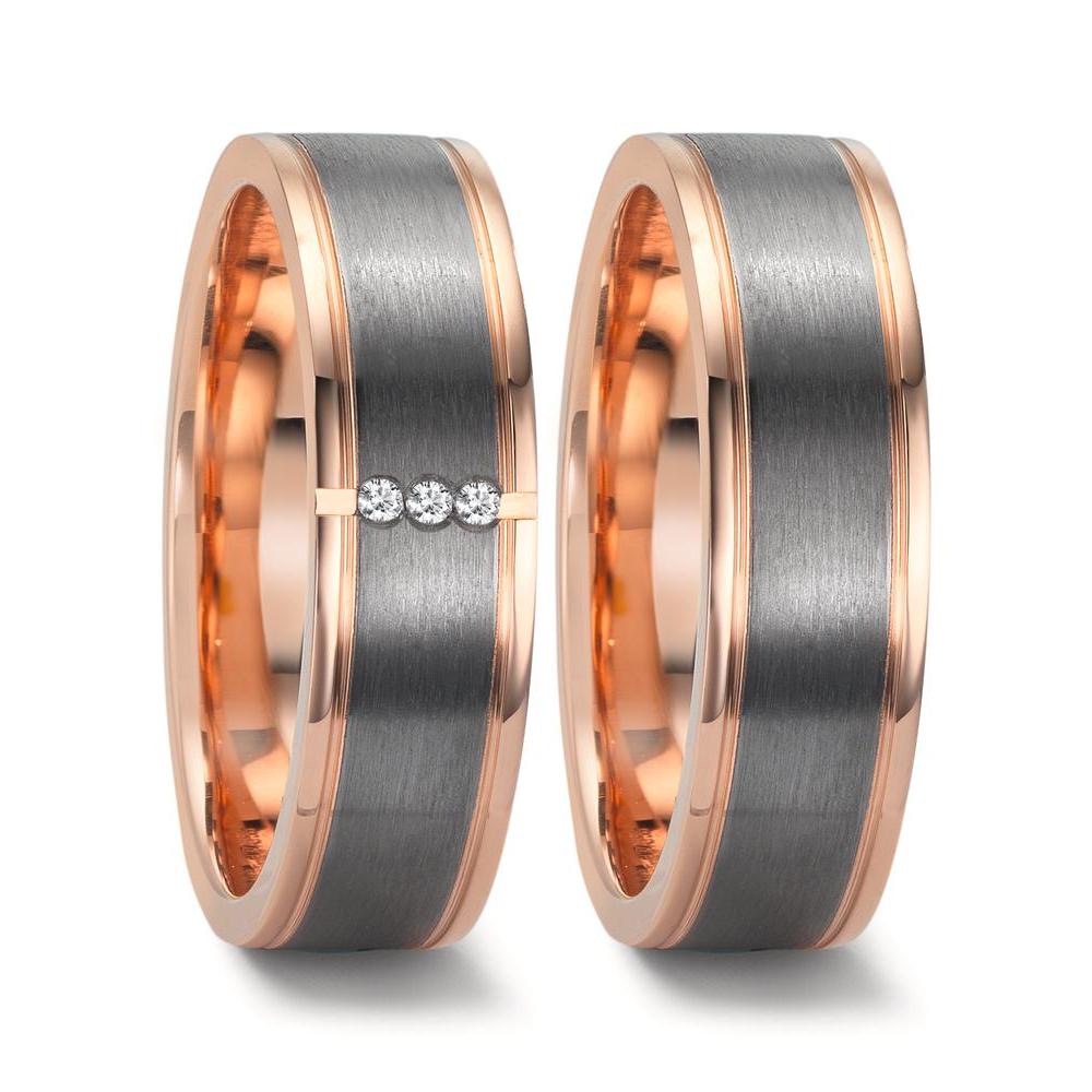 Partnerringe 585/14 K rødguld, 999 tantal